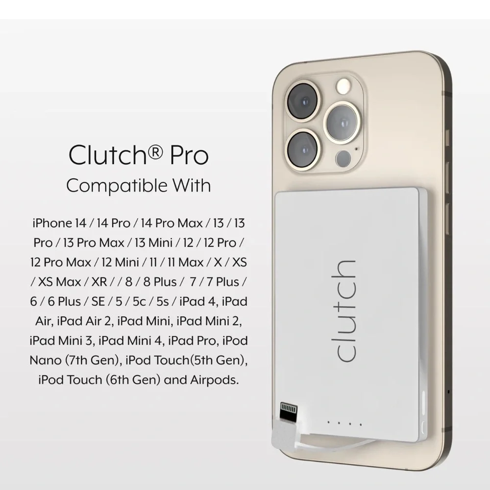Clutch Pro lightning charger for iPhone 14 and older